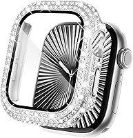 Vista 10 de KADES - Funda protectora completa compatible con iWatch, con protector de pantalla de vidrio templado incorporado, brillante y con diamantes