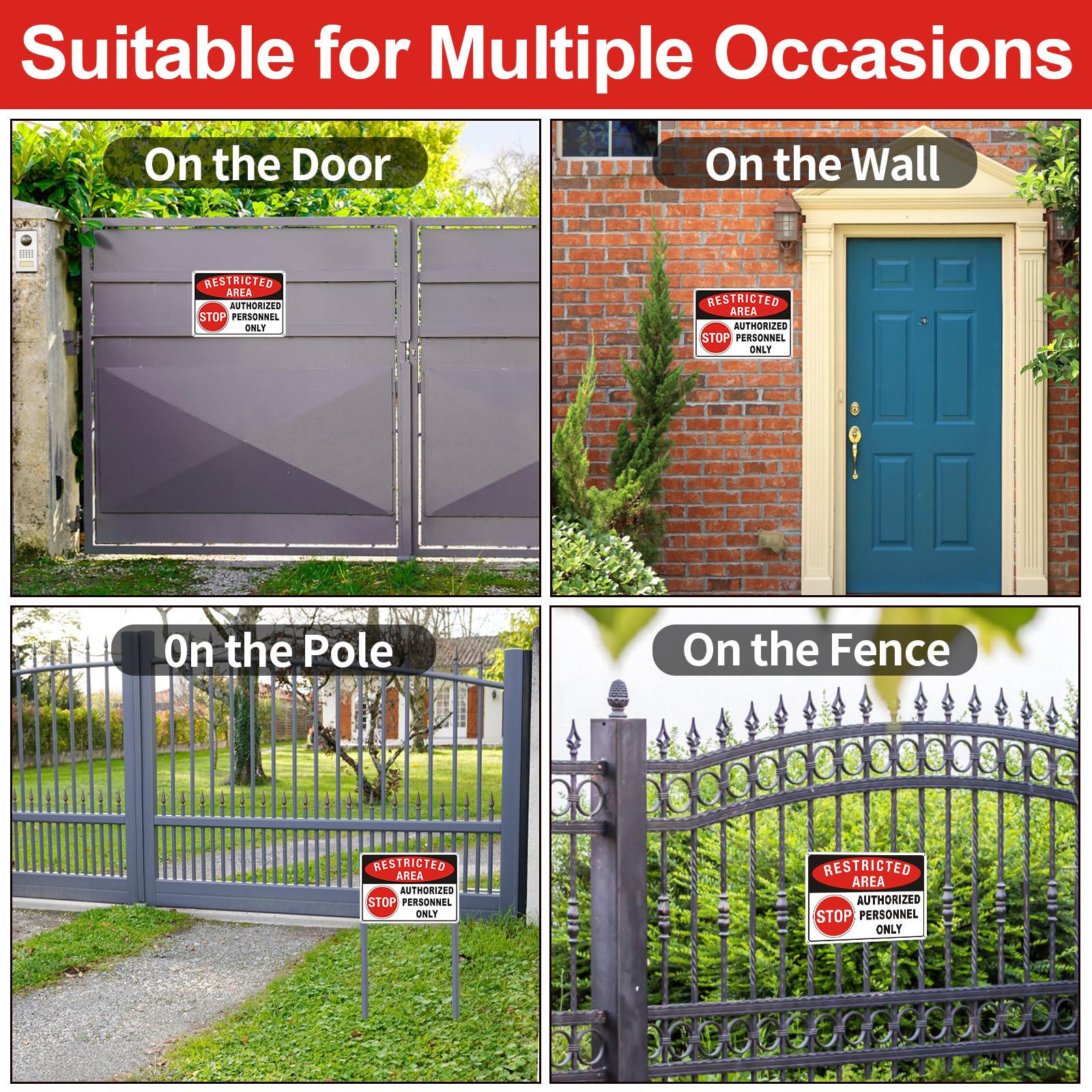 (2 Pack) Restricted Area Sign, Authorized Personnel Only Do Not Enter signs, 10 x 7 Inches Aluminum UV Protected Weatherproof and Easy to Install — Amazon image 7