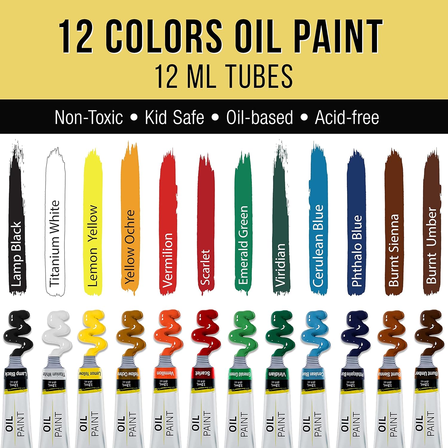 U.S. Art Supply 19-Piece Artist Oil Painting Set with Wooden H-Frame Studio Easel, 12 Vivid Oil Paint Colors, Stretched Canvas, 4 Brushes, Wood Palette - Kids, School, Students, Adults, Starter Kit : Arts, Crafts & Sewing