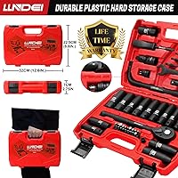 Vista 6 de LLNDEI Juego de llaves de vaso de 1/2 de 49 piezas y 52 piezas de llaves de impacto 1/4