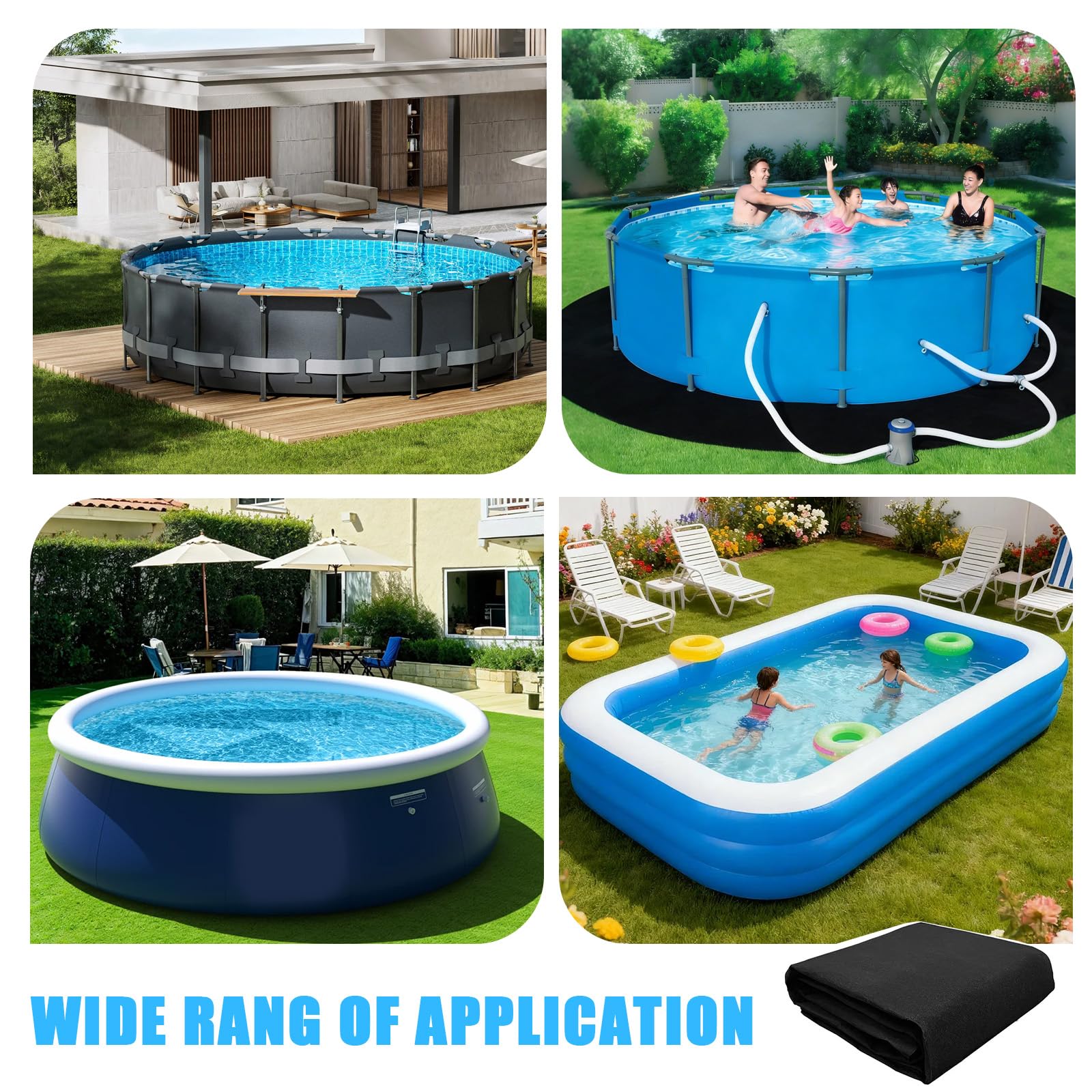 Base redonda para piscina, resistente lona de suelo para piscinas desmontables y jacuzzis, protección de suelo para exteriores para prolongar el revestimiento de la piscina, protección de suelo