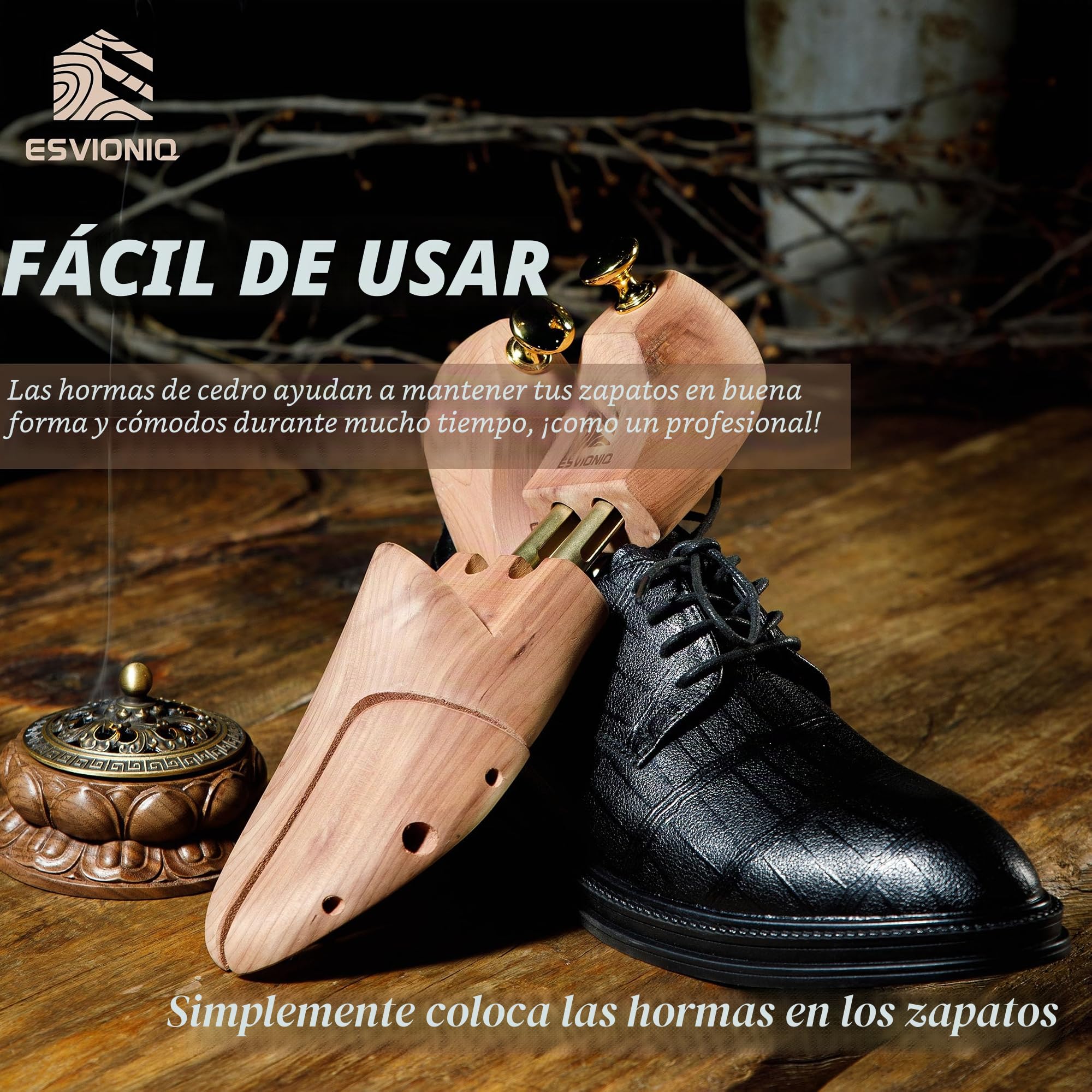 Cedar Shoe Tree,Horma de cedro con dos tubos, horma de cedro rojo para hombre, Hormas para zapatos de madera