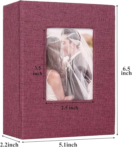 Miniatura 6 de RECUTMS Álbum de fotos con capacidad para 100 fotos, cubierta de lino, interior pequeño, álbum de fotos, libro de fotos de boda