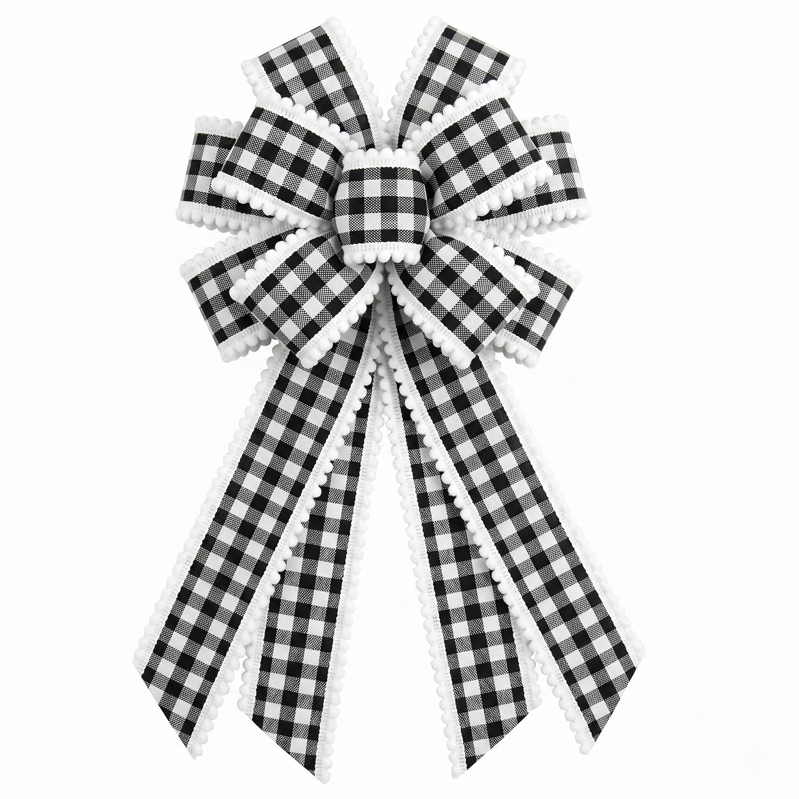 Vickasi D Birhday Buffalo Plai Wreath Bows For Front Oor, Black White Burlap Ribbon Bowknot Farmhouse Craft Bows Accessories For Wreath Tree Home Ecorations