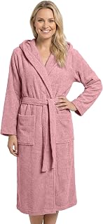 Bademantel Damen Frottee aus 100% Baumwolle – OEKO TEX Standard – weicher Morgenmantel langmit Kapuze, Bindegürtel und aufgesetzten Taschen – ideal für Sauna & Zuhause (S-XXXL)