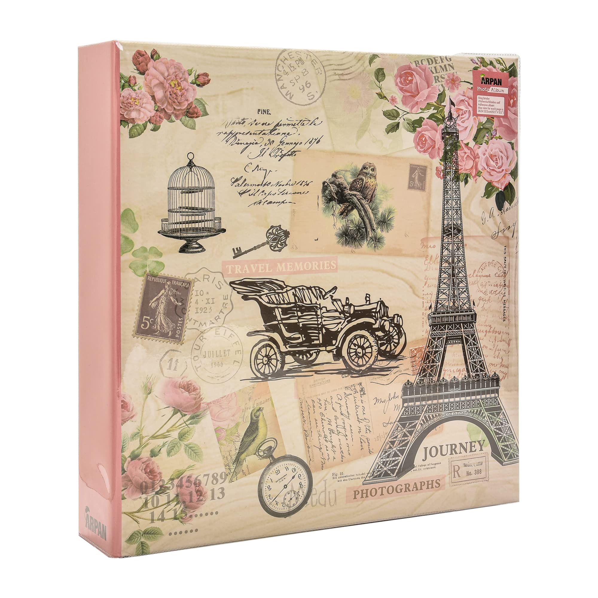 Arpan Eiffel Extra-Large 3-Ring Binder Self Adhesive Photo Album 20/Sheets 40/Sides (Eiffel)