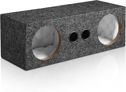 Dual 6.5 Inch Car Audio Subwoofer Enclosure Box, Dual Sealed Carpet Covered Car Audio Vehicle Subwoofer Enclosure with 2 Slot Port Vent, Woofer Box for Improves Audio Quality