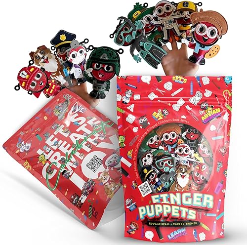 Ahvian The Creative Títeres de dedo con temática de carrera (juego de 10 piezas) Militar, Bombero, Policía, Deportes, Astronauta, Doctor, Buceo,