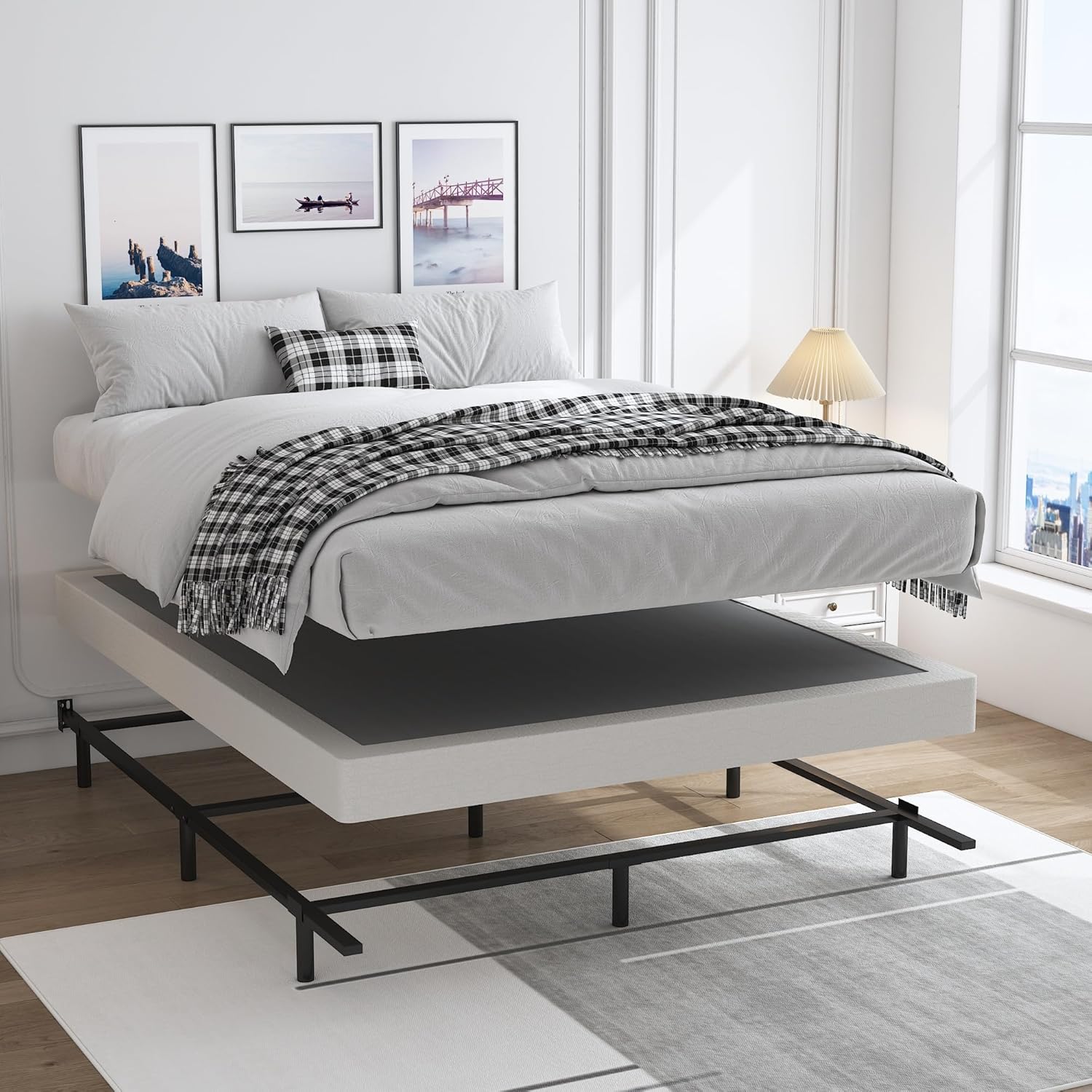 5 Inch Box Spring for Full Bed,Full Size Box Spring Only,Heavy Duty Mattress Foundation,Metal Bed Base,Non-Slip,Easy Assembly Full 5 Inch