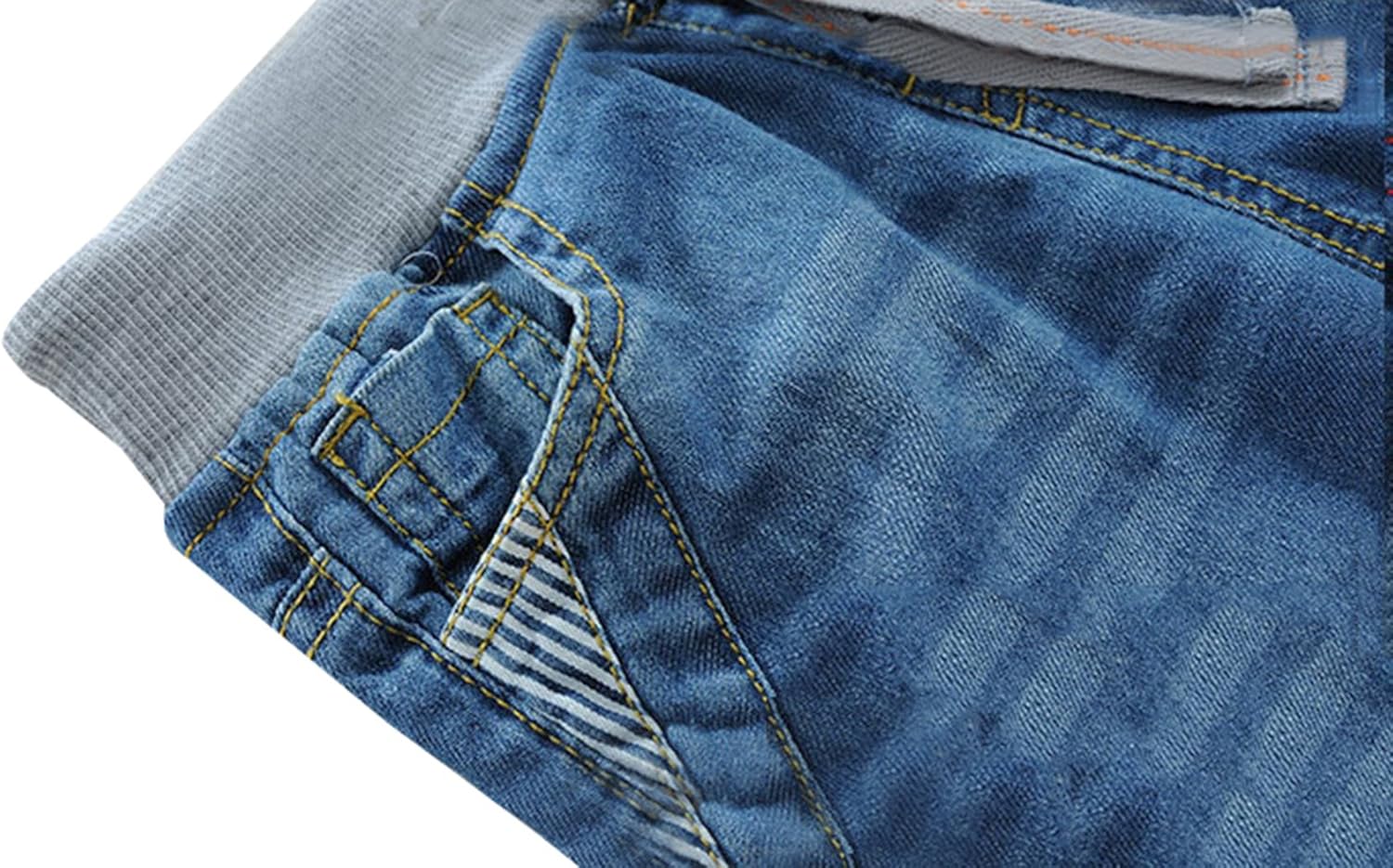 Toddler Kid Boy Elastic Mid Waist Washed Full Length Straight Pants Denim Jeans - Image 3