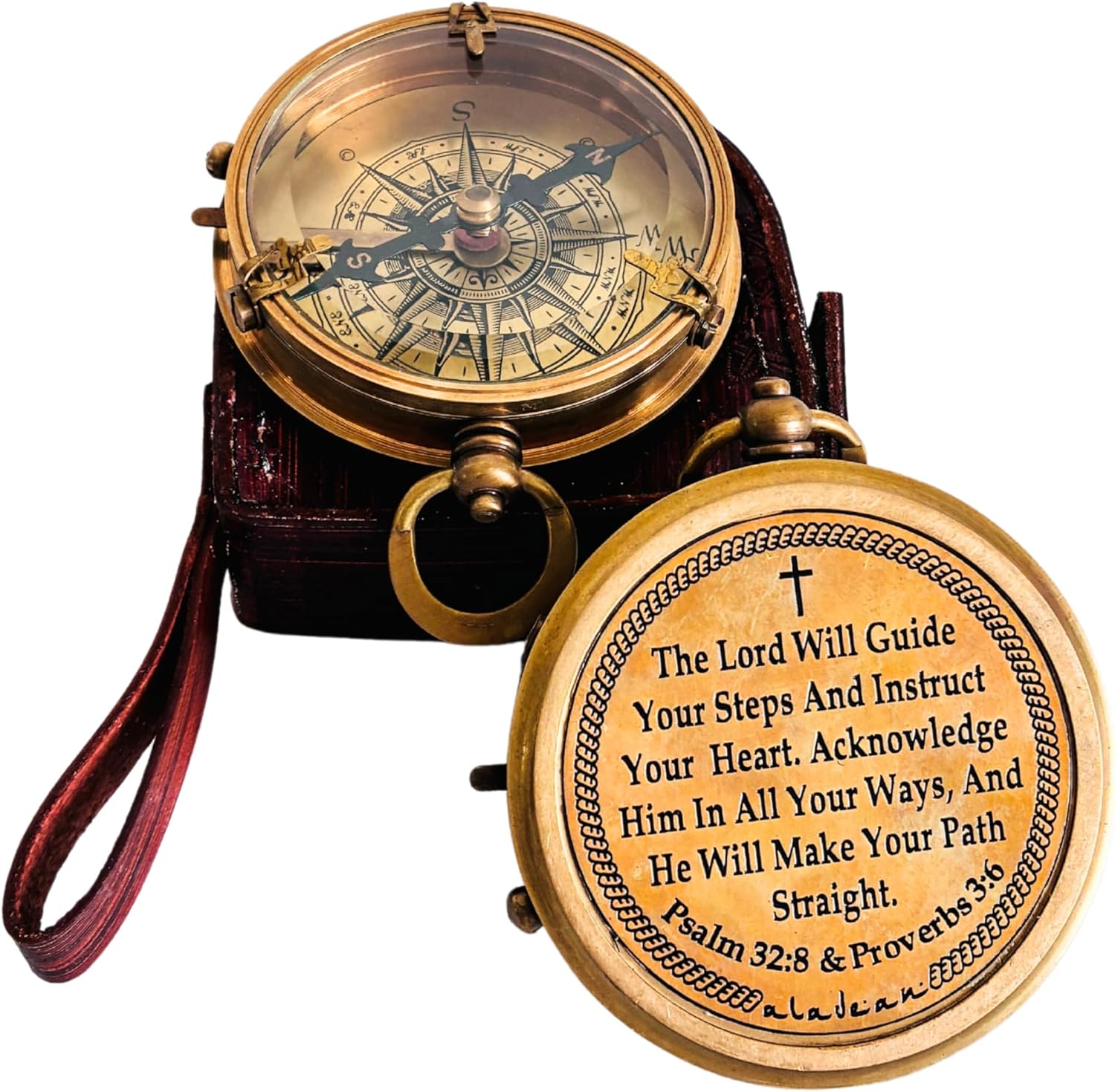 ALADEAN Religious Christian Gift Compass - The Lord Will Guide | Uplifting Baptism Gift - Communion 2025 Graduation 2026 Confirmation Gifts