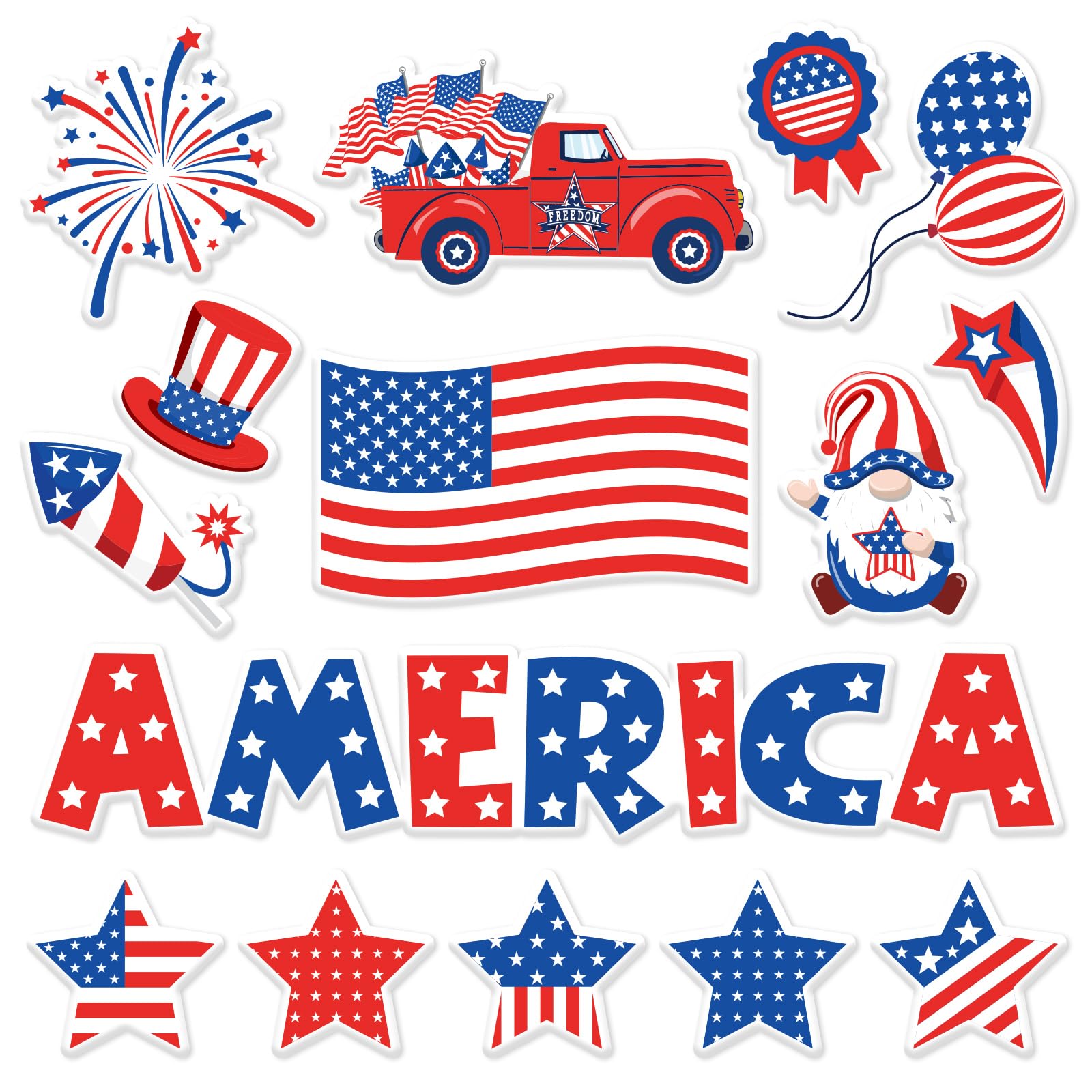 Autocollants en gel réutilisables pour fenêtre et fournitures de fête patriotique