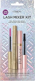 L'Oreal Paris Makeup Voluminous Lash Paradise Mascara for Eyelash Volume and L'Oreal Telescopic Mascara for Lengthening Lashes, Blackest Black, 1 Count of Each