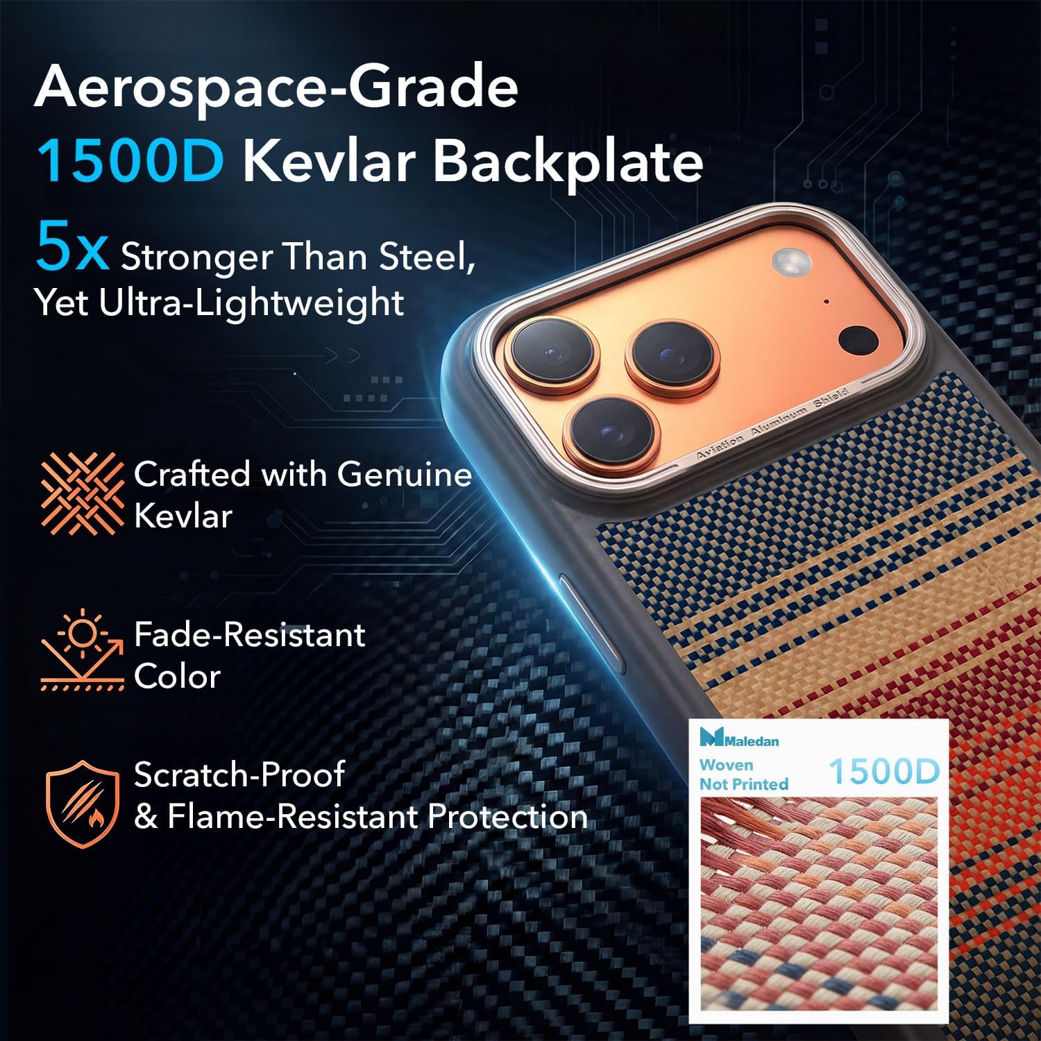 Maledan for iPhone 17 Pro Case - Ultra Slim Case for iPhone 17 Pro with Caseless Feel[Camera Control][Fit for Magsafe]Shockproof Magnetic iPhone 17Pro Phone Case, TPU & 1500D Aramid Carbon Fiber Woven