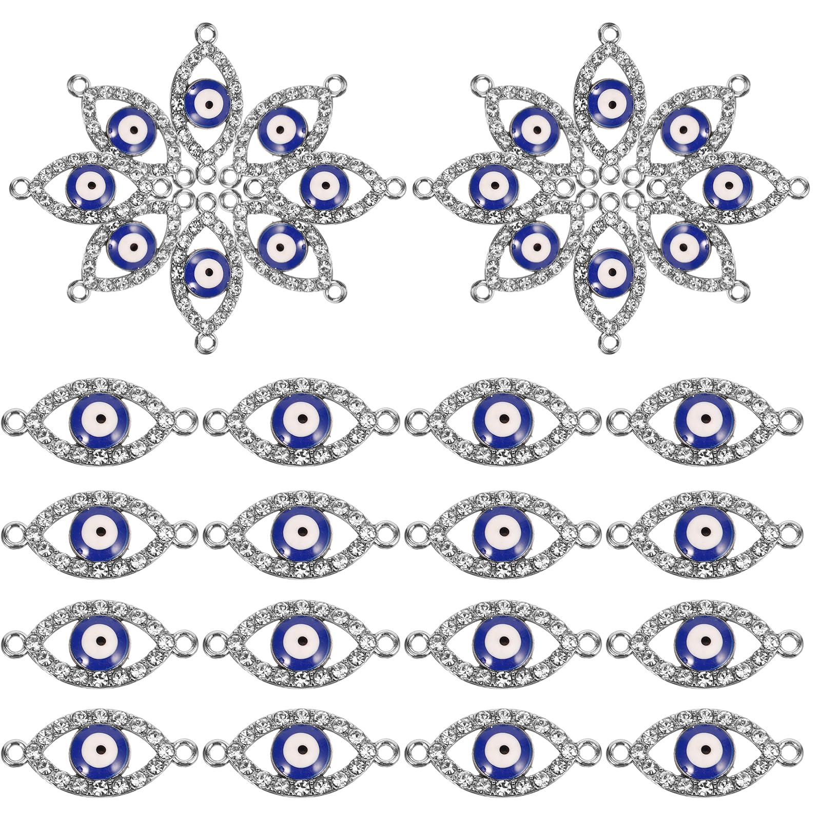 SEWACC 20pcs Evil Eye Charms for Jewelry Making Metal Evil Eye Pendant Charms Double Hole Jewelry Pendant Beads for DIY Jewerly