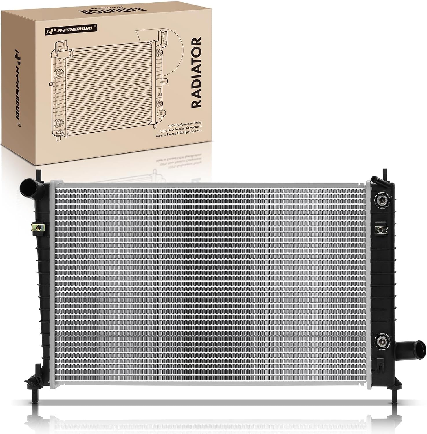 A-Premium Engine Coolant Radiator Assembly with Transmission Oil Cooler Compatible with Saab 9-5 2002-2009, 2.3L, Automatic Transmission, Replace# 5193388