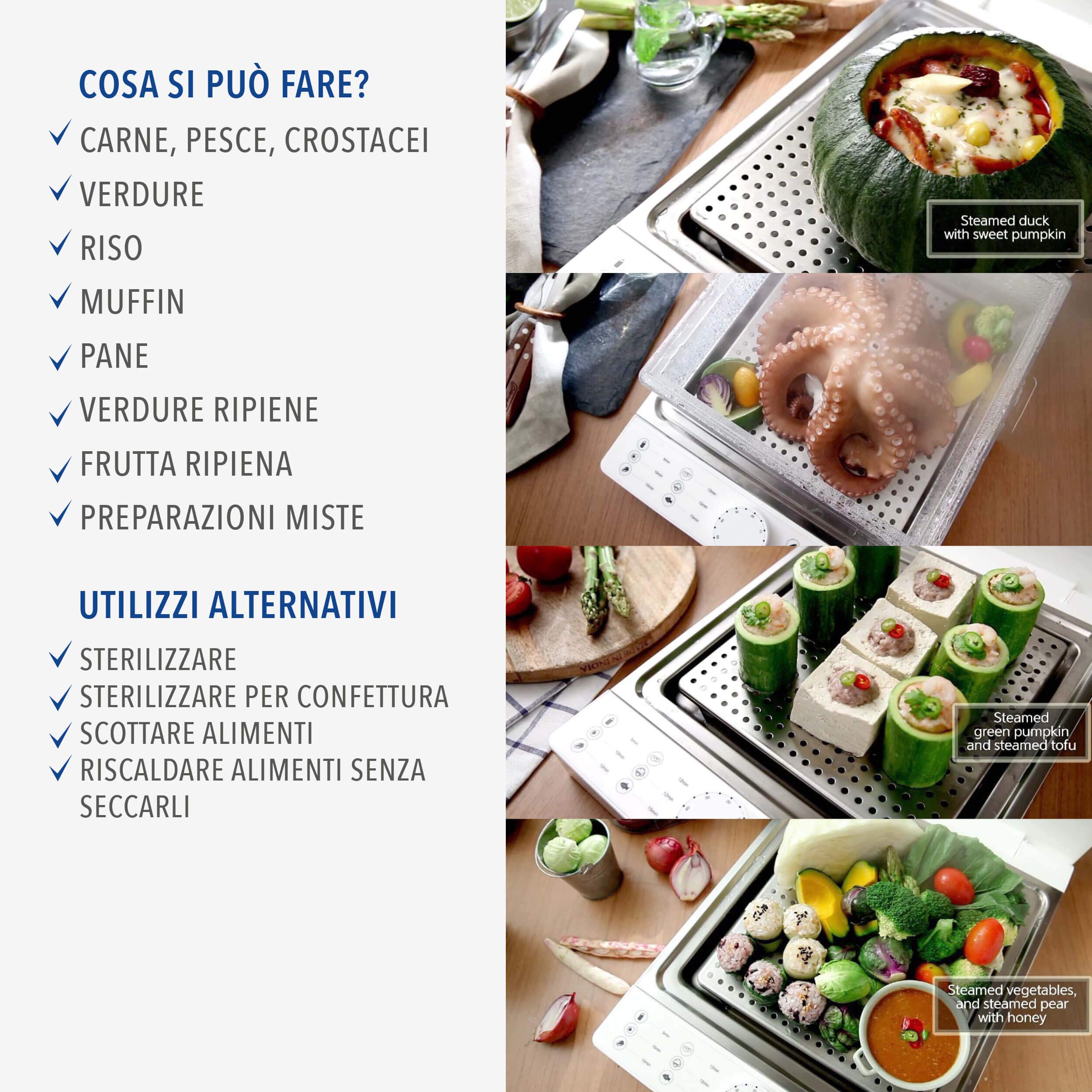 VIVO Vapo Jet | Vaporiera Istantanea, Salva Spazio, Vaporiera Elettrica | Cottura al vapore, utile anche per sterilizzare