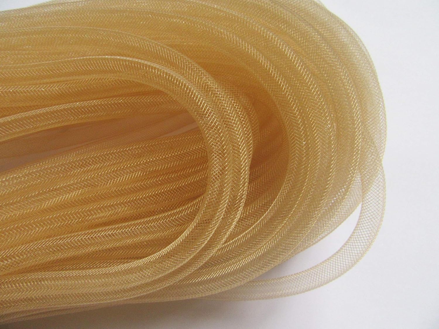 YYCRAFT One Roll 30 Yards Solid Mesh Tube Deco Flex for Wreaths Cyberlox CRIN Crafts 8mm 3/8 Inch(NO FOIL)-Brown