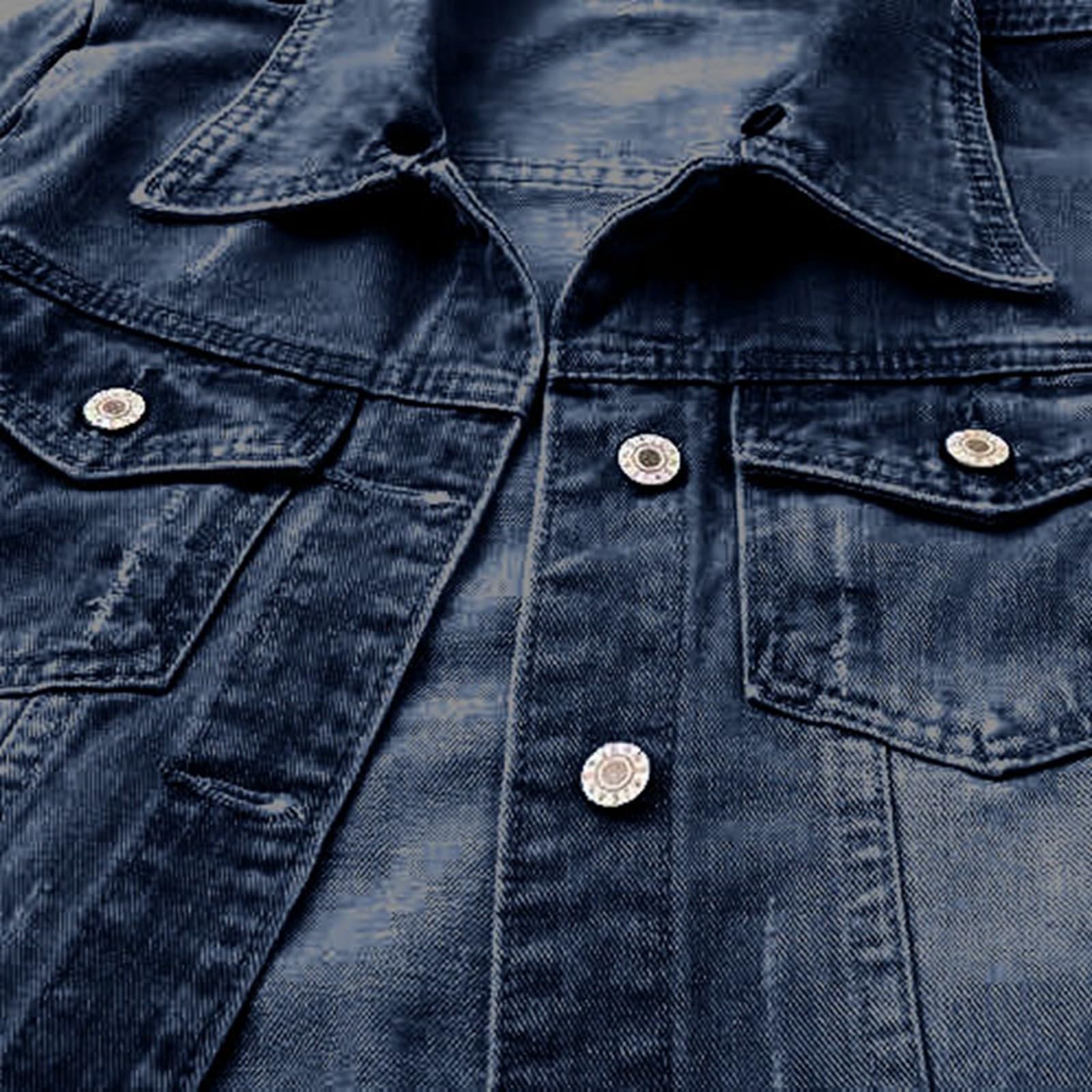 Chaqueta vaquera corta de manga para mujer, informal, a la moda, con botones, bolsillos, ideal para primavera y verano, varios lavados, estilo casual_2