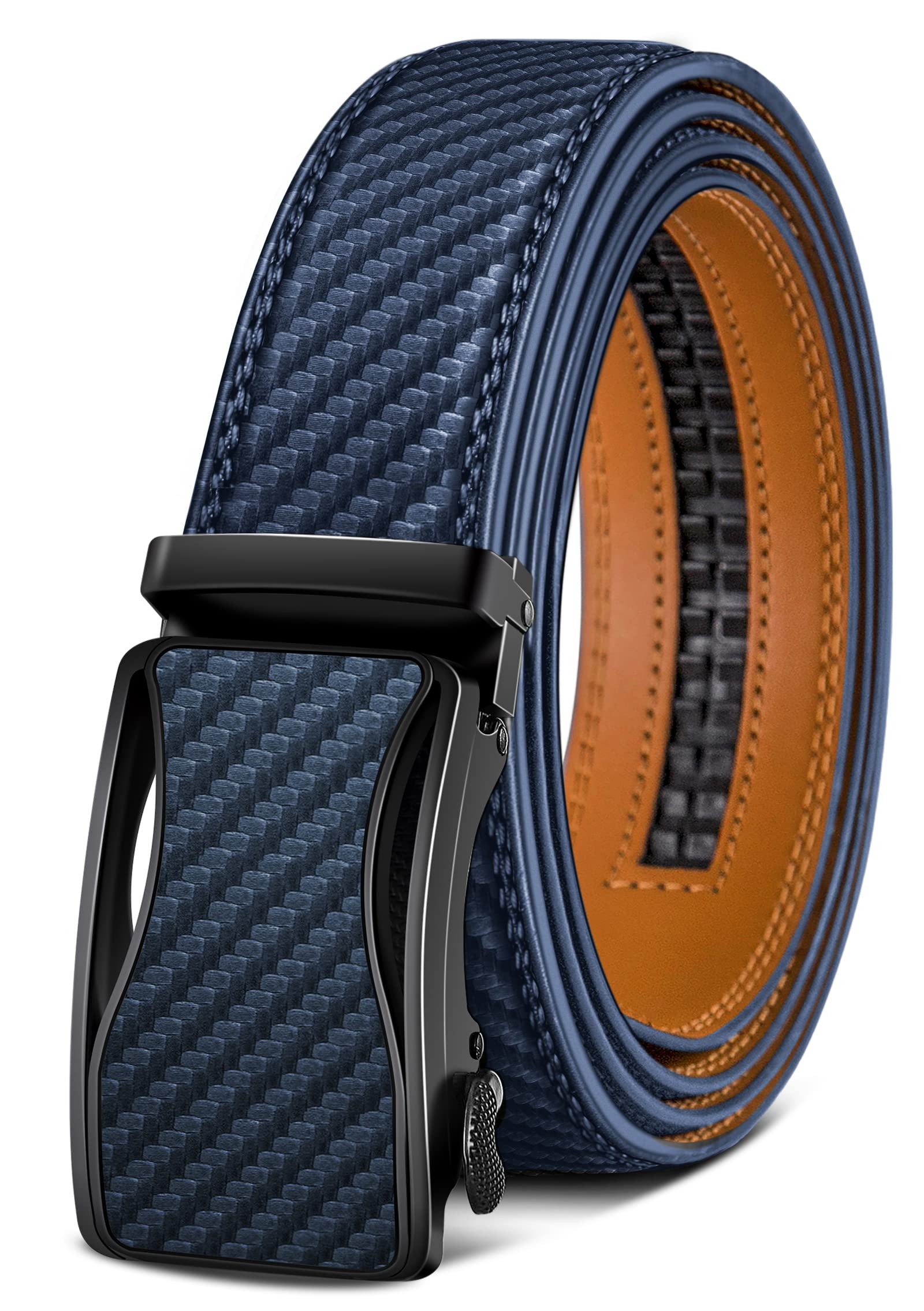 KEMISANT Cintura Uomo, Cintura Pelle Uomo Cricchetto Automatica Fibbia 35mm,Trim Regolabile per Adattars