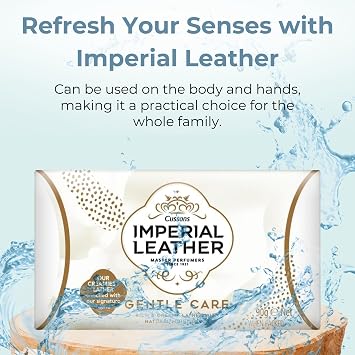 Imperial Leather Bar Soap Gentle Care Laundry White Cream – Gentle Bath Soaps & Hand Wash – Natural Bars Multipack (4 x 90g) with Portable Soap Tray with Lid – Long-Lasting Skincare & Everyday Wash