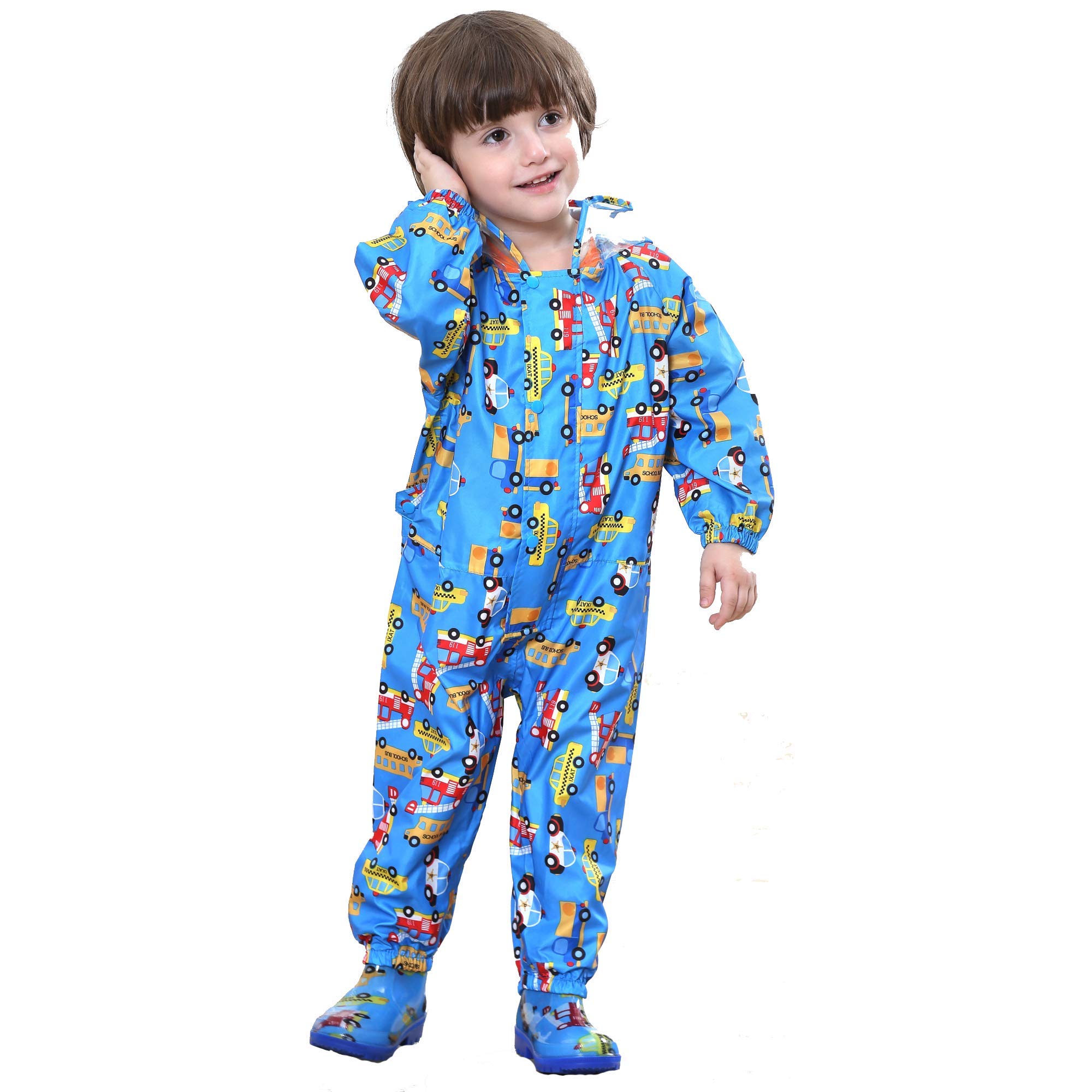 JinBei Kinder Regenmantel Mädchen Jungen Regenjacken Atmungsaktiv Wasserdicht Kapuze Leicht Regenanzug Einteilig Outdoor Regenponcho Overall Wandern Unisex Matschanzug Softshelljacke 1-10 Jahre