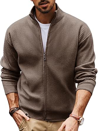 Grège | Cardigan à Col Châle En Maille Torsadée - Homme - Pure Laine D
