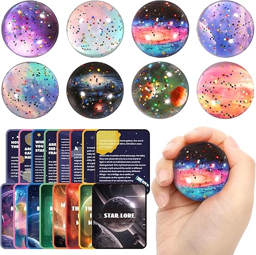 Pllieay Sistema solar para niños, juguetes espaciales de galaxia, 1.77 pulgadas, bolas hinchables a granel y tarjetas de galaxia para recuerdos de