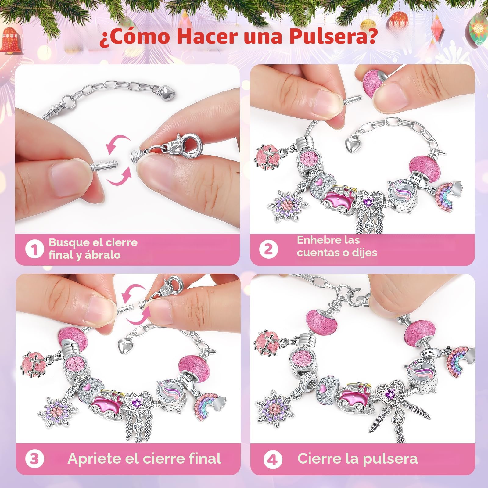 Calendario Adviento Kinder, Calendario de Adviento 2025 DIY Joyas Kit Relleno Regalos Niños Mujer Niña Adultos Infantil, 24 Personalizado Pulseras Collares Charms 5 6 7 8 9 10 11 12 Años