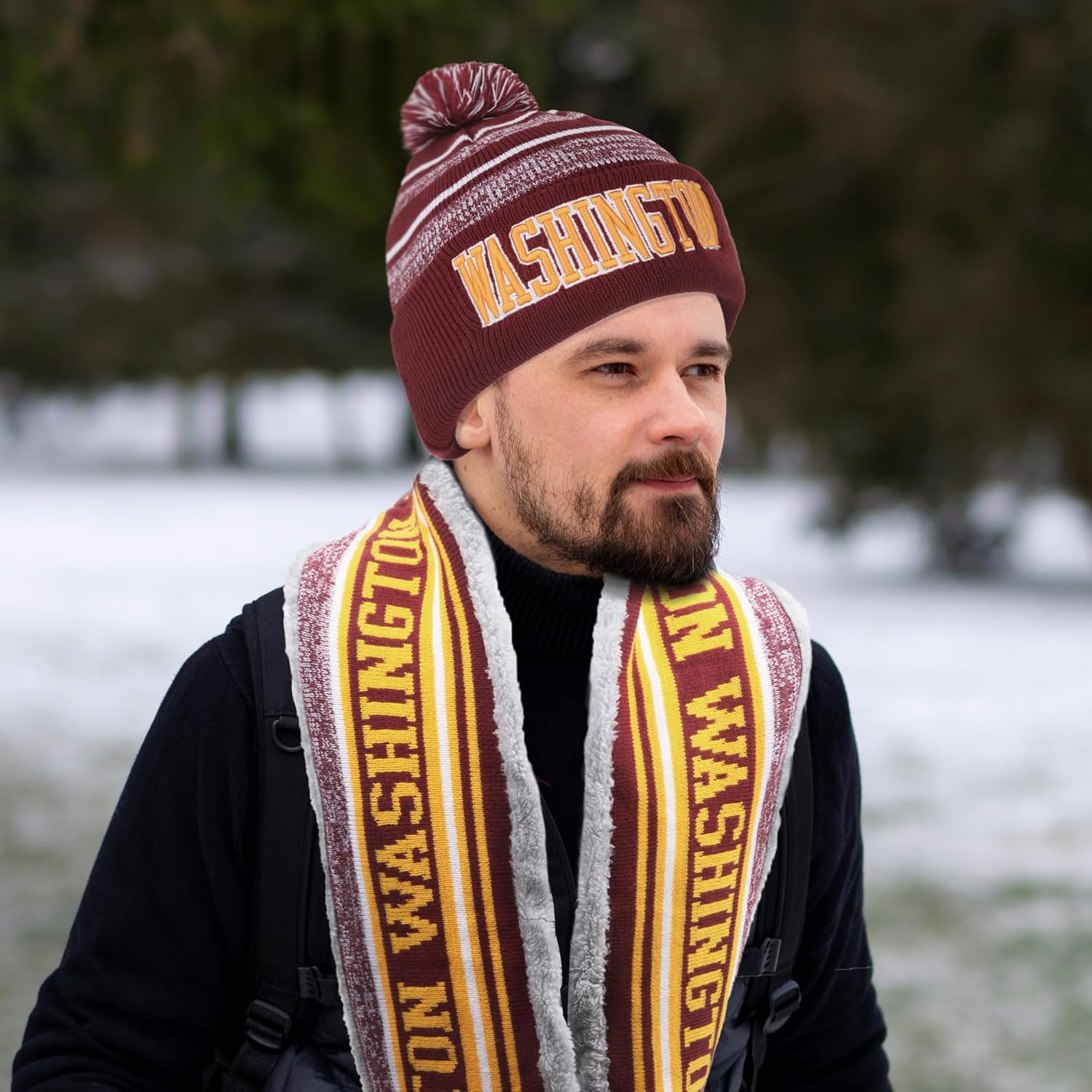 Winter Beanie Hat Circle Scarf Set, Warm Football Knit Beanie Hat - Image 7