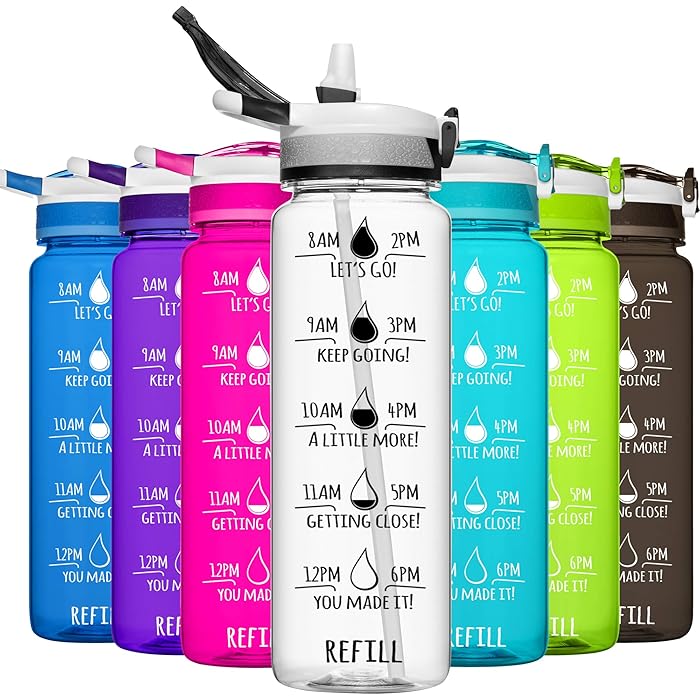 Buy HydroMATE 32 oz Water Bottle with Time Markings Hourly BPA Free