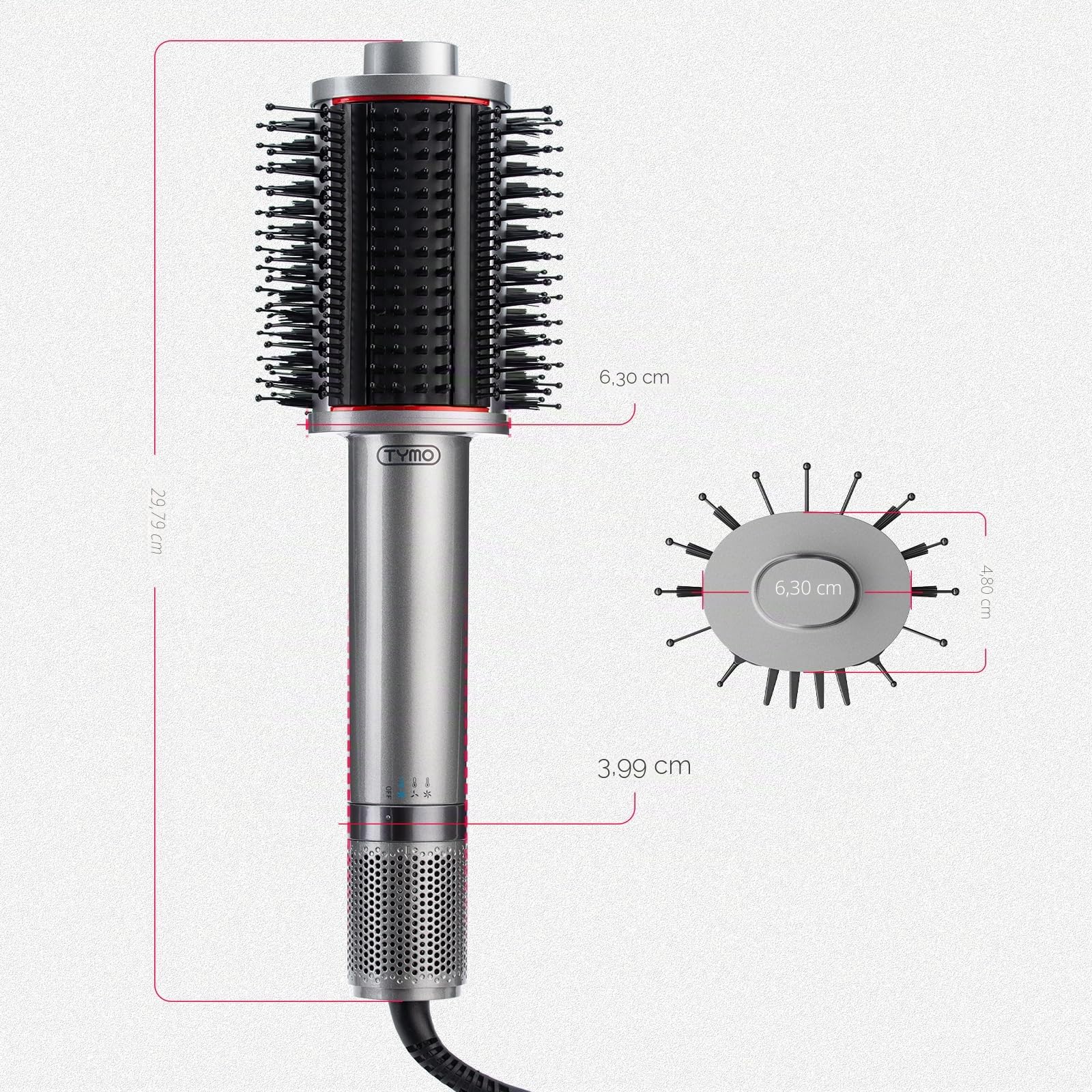 TYMO Spazzola ad aria calda asciugacapelli, spazzola ad aria calda leggera per asciugatura e styling in uno, spazzola volume 5 in 1 con motore turbo, asciugatura rapida e delicata per i capelli