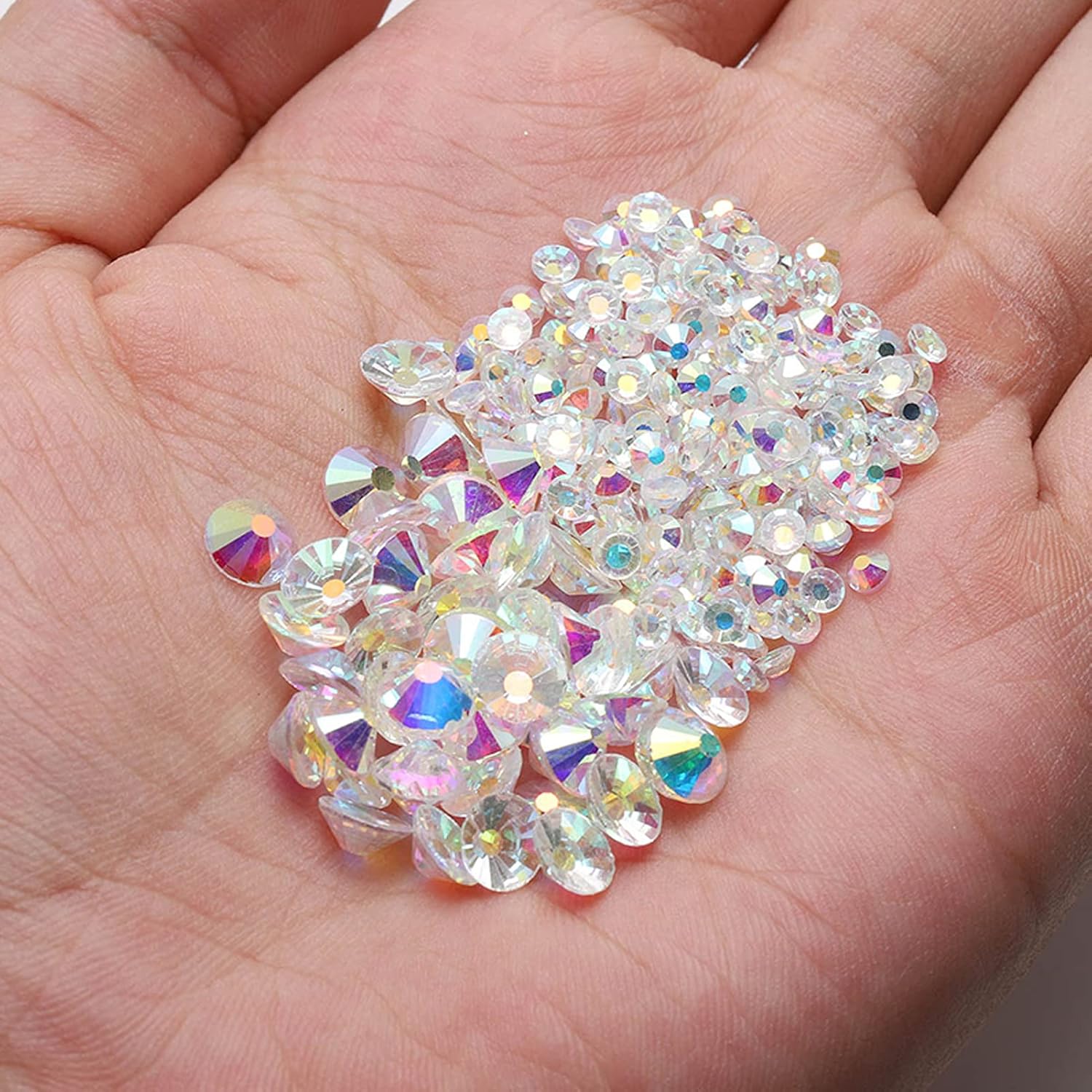 Dowarm 2650 Pieces Glue Fix Glass Flat Back Crystal Rhinestones Round Gems, 6 Sizes 1.5mm - 6.5mm, Non Hotfix Flatback Crystals Loose Gemstones for Crafts Nail Face Art Clothes (Metal Sunlight/Gold) : Beauty & Personal Care