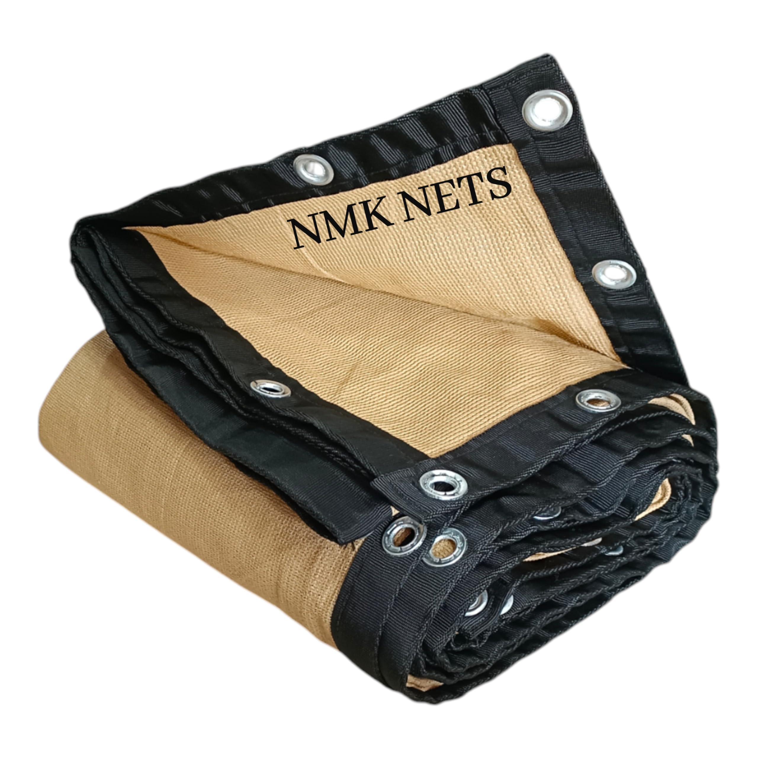 NMK NETS Shade Net 90% Heavy Duty 170 GSM with All Side Eylets for Terrace,Garden,Balcony Multipurpose (10 ft x 12 ft, Beige)