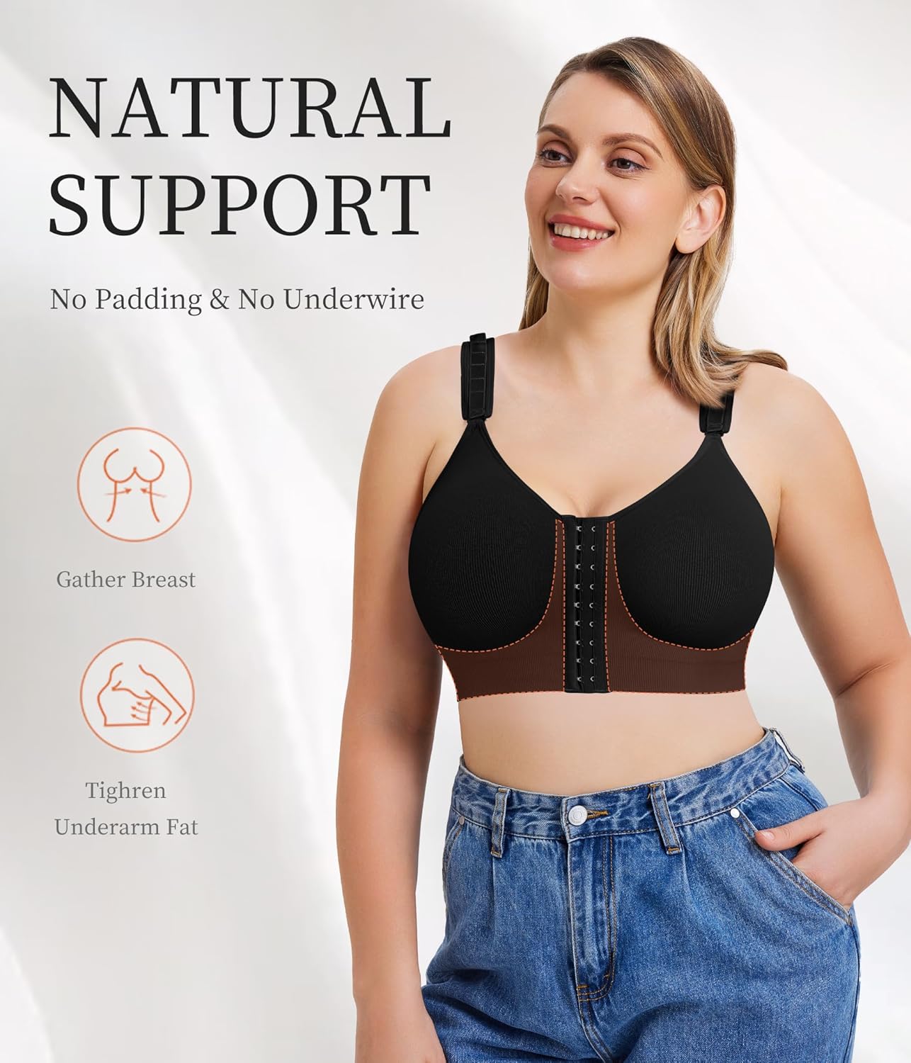 LANCS Wireless Front Closure Bras for Women Compression Mastectomy Bras Surgical Supportive Bra with Adjustable Straps - Image 4
