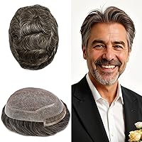 Vista 32 de Toupee - Sistema de cabello humano de repuesto con encaje frontal para hombre, extensiones de pelo tipo tupé mono PU para hombres