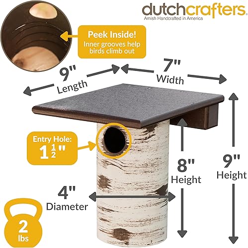 Miniatura 3 de DutchCrafters Gilbertson - Casa de pájaros azules con base extraíble, duradera y resistente a la intemperie, caja anidable para pájaros azules para