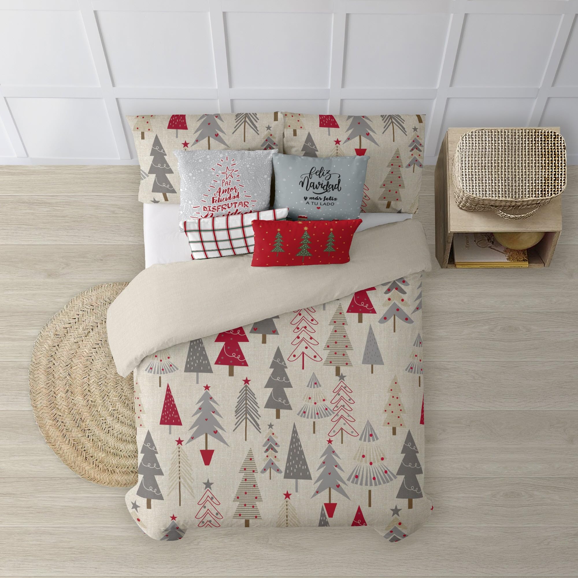 Funda nórdica terciopelo evita frío edredón fijo con botones Merry Christmas 31