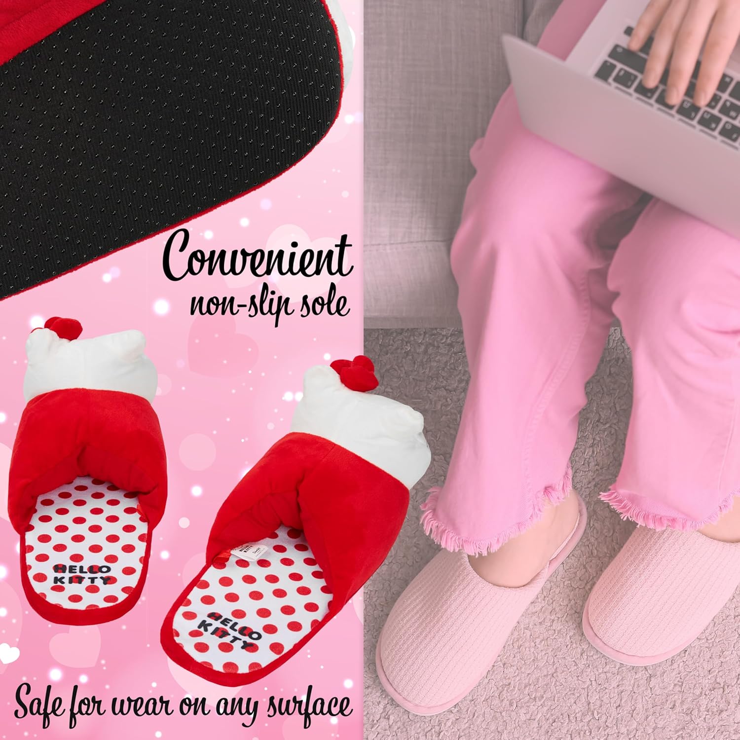 Hello Kitty Sanrio 3D Slippers for Girls, Teens, and Women, Plush Lining, Anti-Slip Sole, Indoor Use House Shoes, Kawaii Cozy Gifts for Women, Mom - Image 4