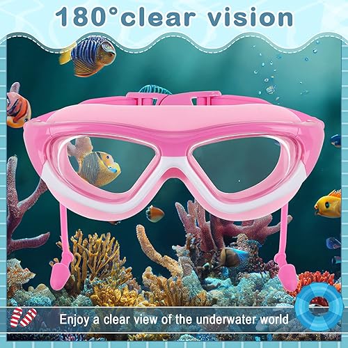 Miniatura 5 de Yexiya Paquete de 4 gafas de natación para niños de 3 a 12 años, antiniebla, sin fugas, gafas transparentes de visión amplia con tapones nasales