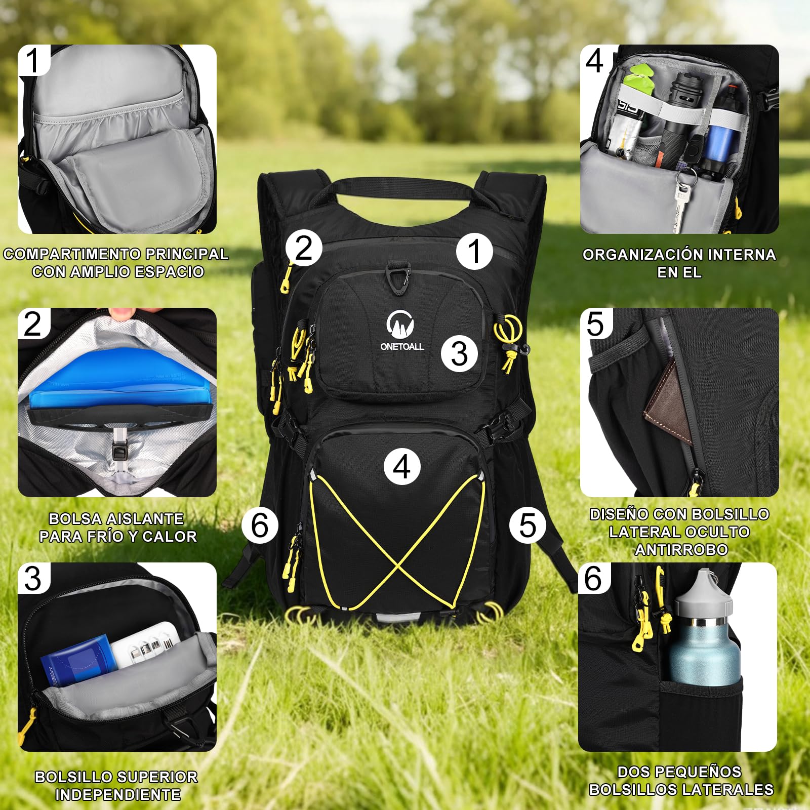 Mochila Hidratación con Bolsa de Agua 2L y Funda, Mochila Senderismo 20l Impermeable, Mochila Ciclismo Running Hombre Mujer Ligero para Bicicleta Montaña MTB Trekking Esquí Moto