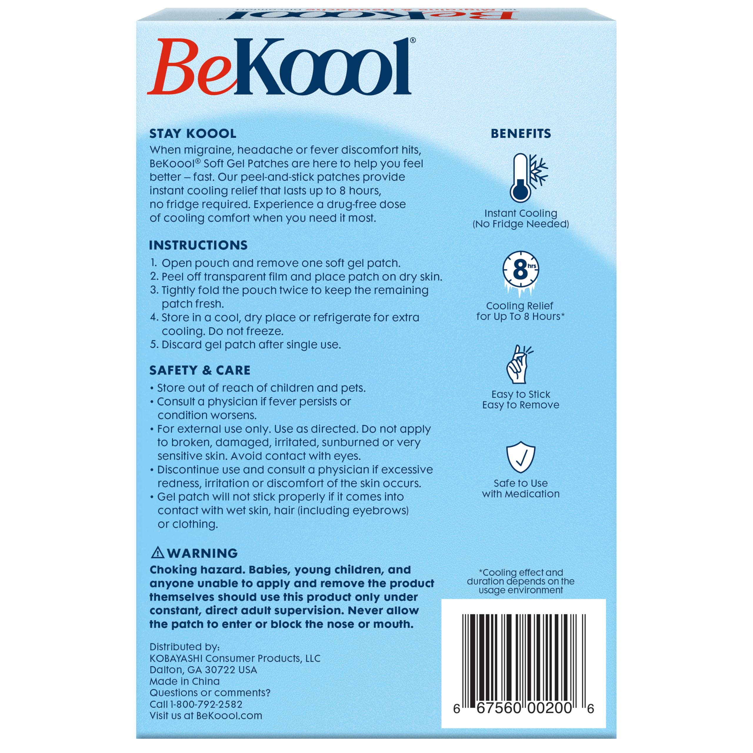 BeKoool Cooling Patches Relief from Migraine/Headache Discomfort, 4 Count — Amazon image 8