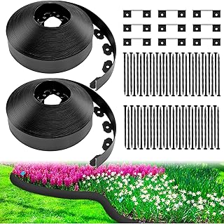 Sasylvia 2.5'' x 200' Landscape Edging Kit Edging Border Coil Include 120 Anchoring Spikes 10 Con...