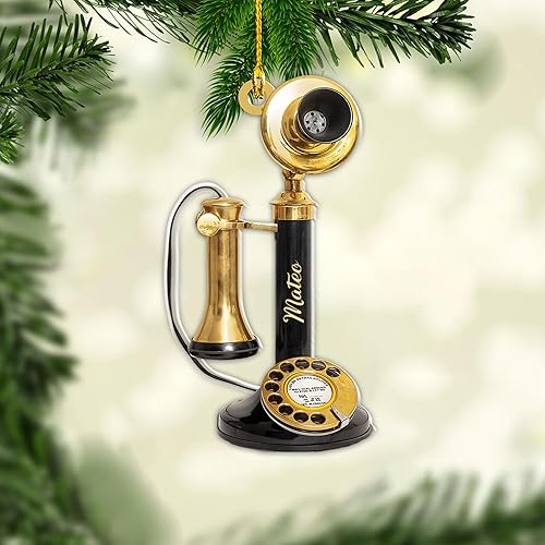 Adorno de Navidad retro personalizado para teléfono 2024, adorno plano acrílico 2D antiguo para teléfono, adorno giratorio vintage, adorno colgante