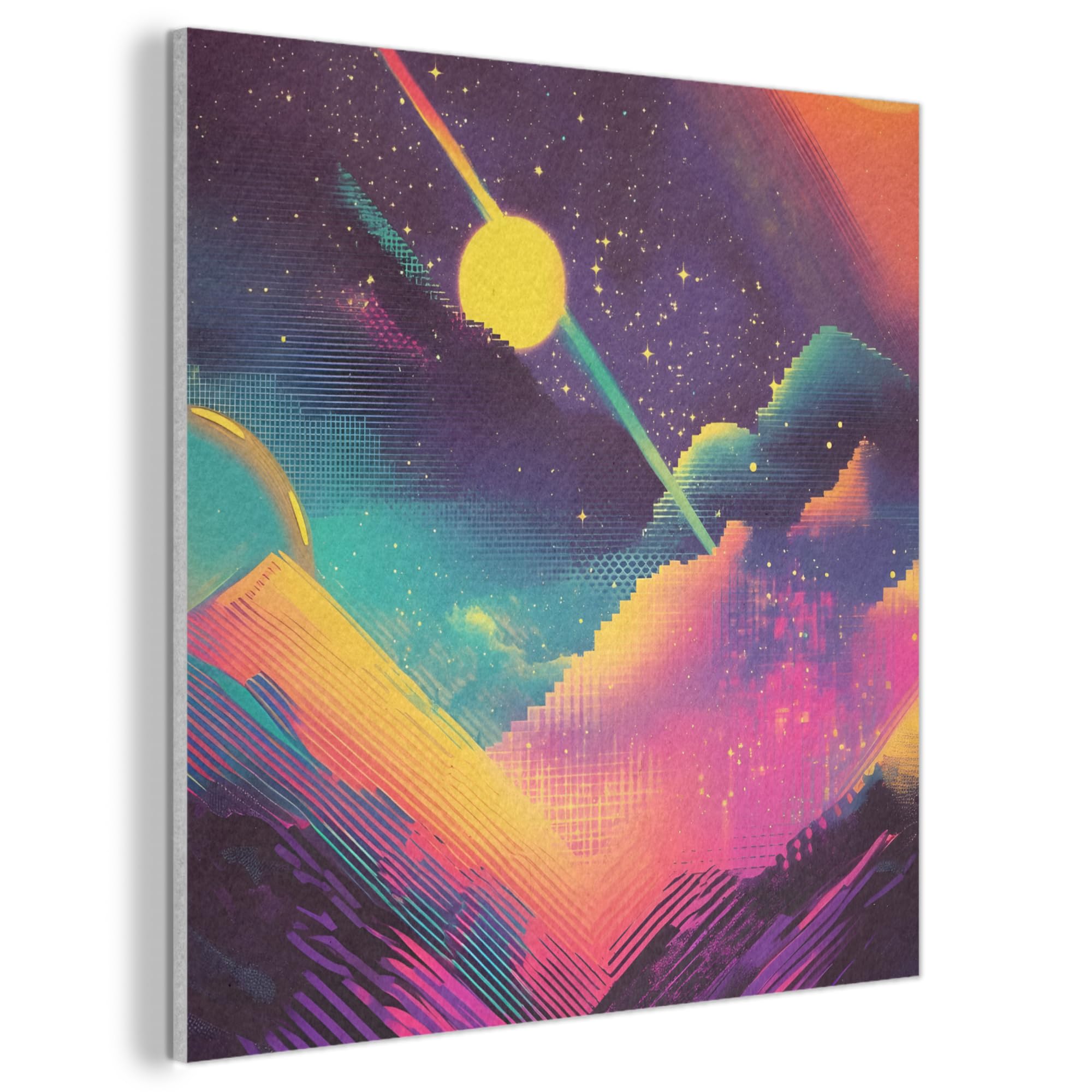MuchoWow© Felt Panel 60x60 cm Room Style Piece Wallfillers Visual Display Decoration Wall Art Stars - Mountains - Colorful