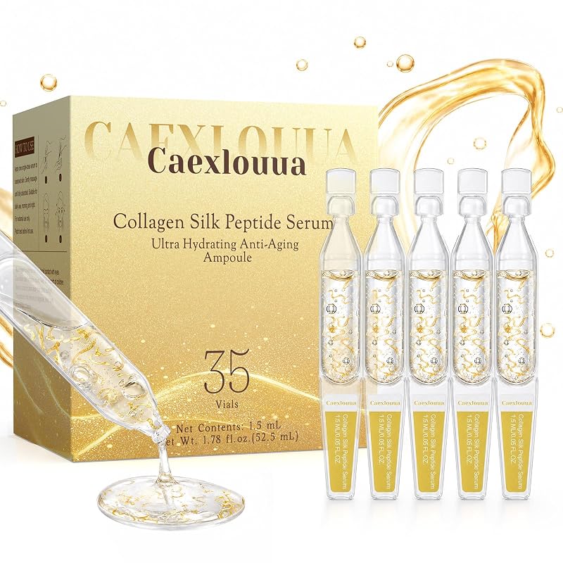 Sérum facial em ampolas CAEXLOUUA com peptídeos e colágeno, 35 unidades de 1,5 mL