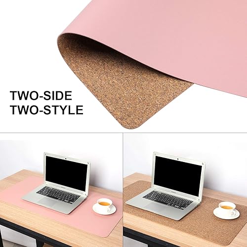 Miniatura 3 de Aelfox Tapete de escritorio de corcho y corcho, tapete de escritorio de oficina ecológico de doble cara, bordes cosidos, alfombrilla de mouse grande