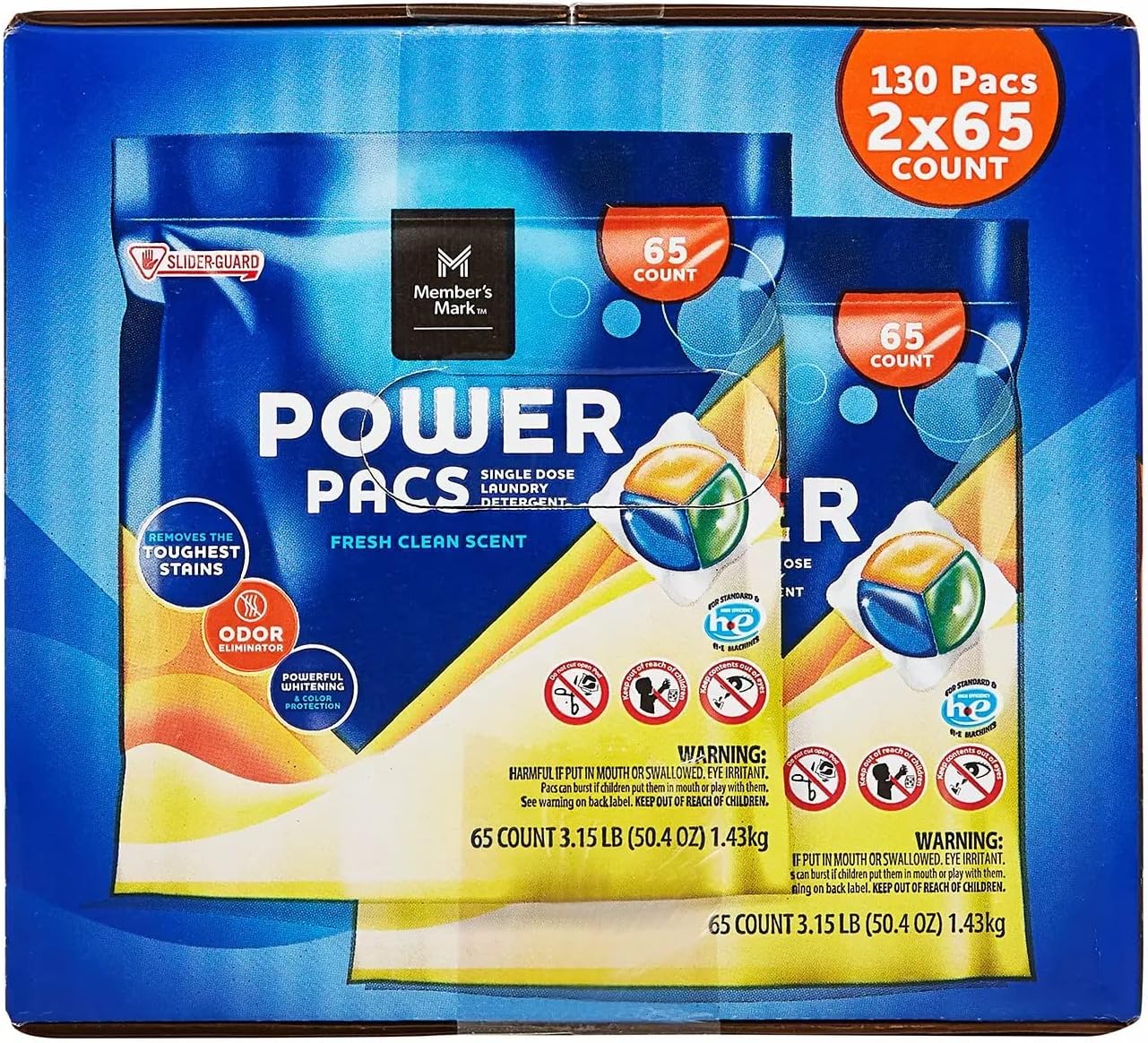 Member's Mark Ultimate Clean Laundry Detergent Power Pacs, Fresh Clean (130 Ct)