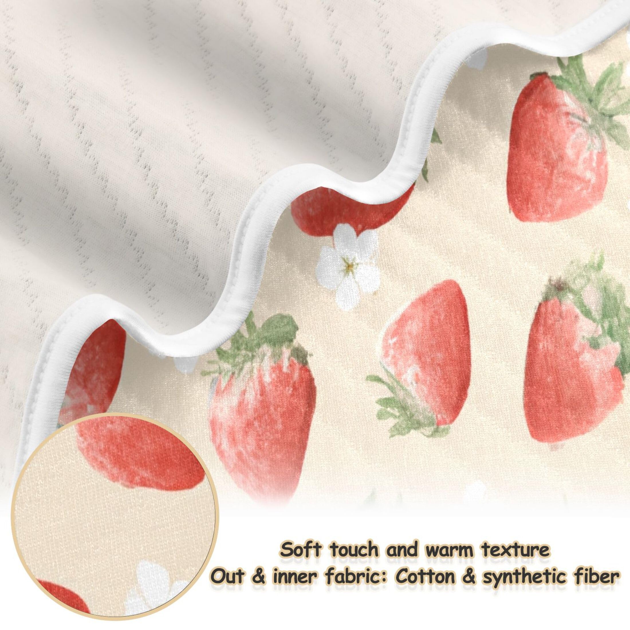 Burbuja Watercolor Strawberrys Baby Blanket for Boys Girls, Nursery Soft Warm Swaddling Receiving Baby Blankets, 30x40 in Toddler Blanket