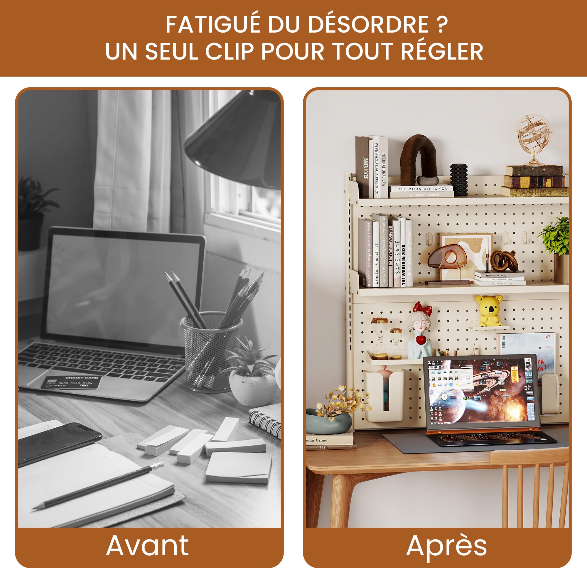 uyoyous Klemmbare Schreibtisch Regal, Verstellbares Aufbewahrungsregal Büro Computertisch Zubehör Organizer für Büro, Gaming, Zuhause, Aufhängbar